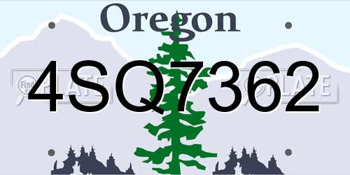 4SQ7362 Oregon License Plate
