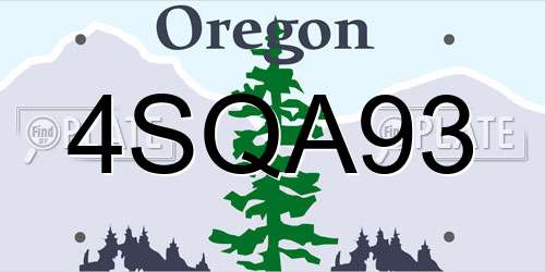 4SQA93 Oregon License Plate