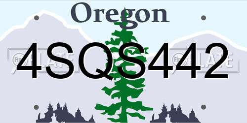 4SQS442 Oregon License Plate