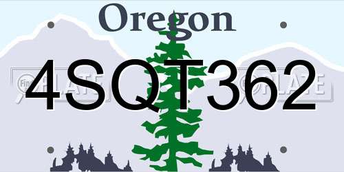4SQT362 Oregon License Plate
