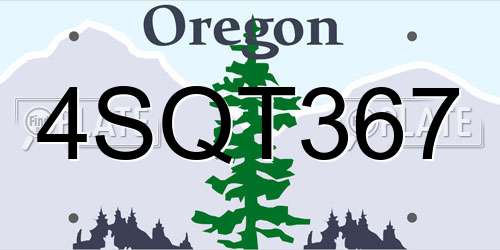 4SQT367 Oregon License Plate