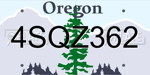 4SQZ362 Oregon License Plate