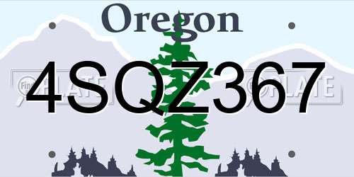 4SQZ367 Oregon License Plate