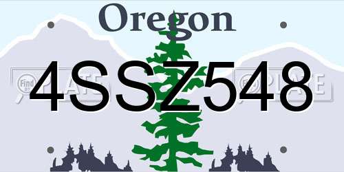 4SSZ548 Oregon License Plate
