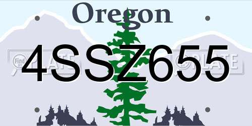 4SSZ655 Oregon License Plate