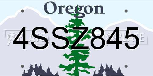 4SSZ845 Oregon License Plate