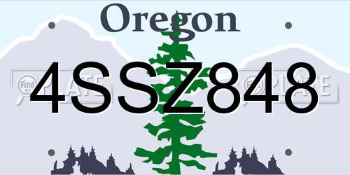 4SSZ848 Oregon License Plate