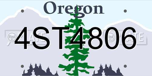 4ST4806 Oregon License Plate