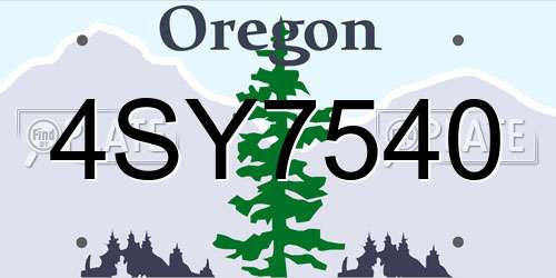 4SY7540 Oregon License Plate