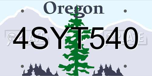 4SYT540 Oregon License Plate