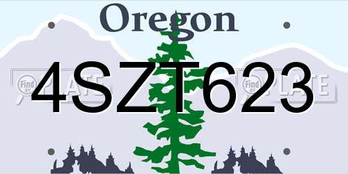 4SZT623 Oregon License Plate