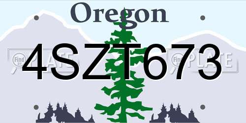 4SZT673 Oregon License Plate
