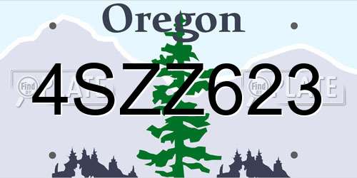 4SZZ623 Oregon License Plate