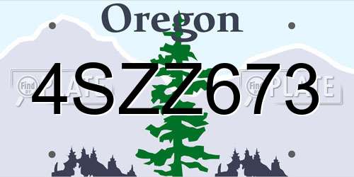 4SZZ673 Oregon License Plate