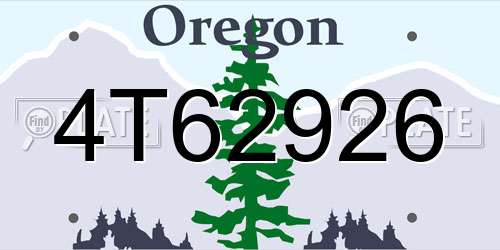 4T62926 Oregon License Plate