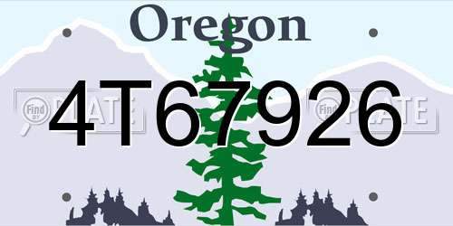4T67926 Oregon License Plate