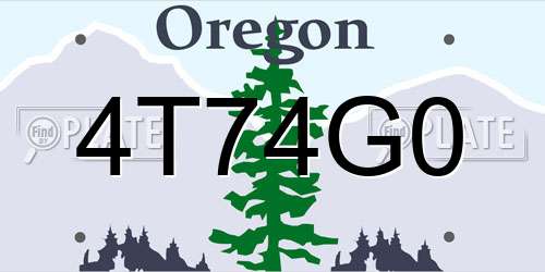 4T74G0 Oregon License Plate