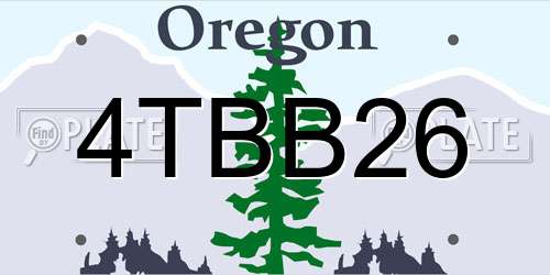 4TBB26 Oregon License Plate