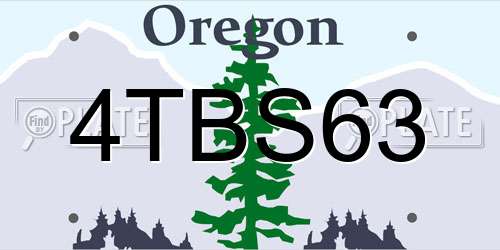 4TBS63 Oregon License Plate