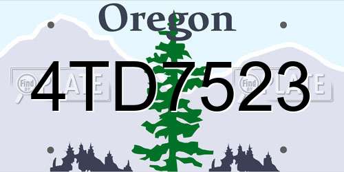 4TD7523 Oregon License Plate