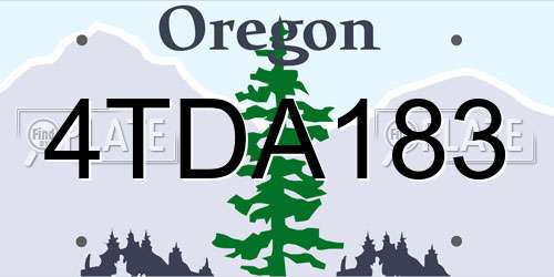 4TDA183 Oregon License Plate