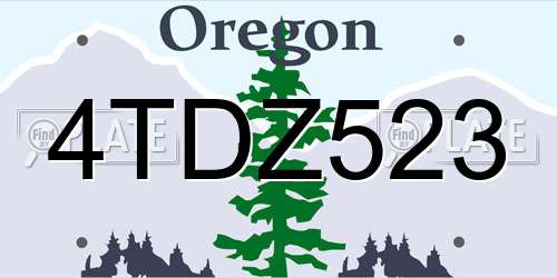 4TDZ523 Oregon License Plate