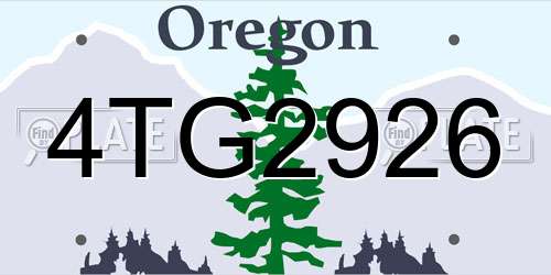 4TG2926 Oregon License Plate