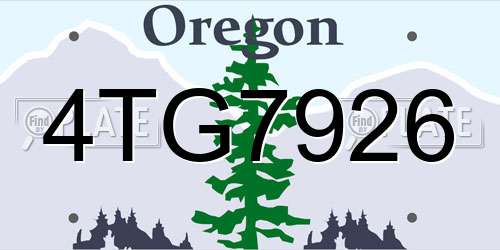 4TG7926 Oregon License Plate