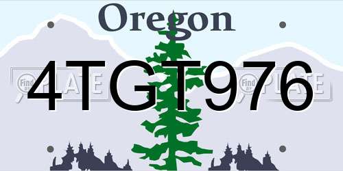 4TGT976 Oregon License Plate