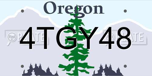 4TGY48 Oregon License Plate