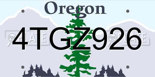 4TGZ926 Oregon License Plate