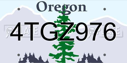 4TGZ976 Oregon License Plate