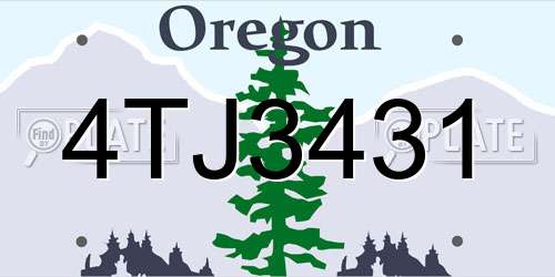 4TJ3431 Oregon License Plate