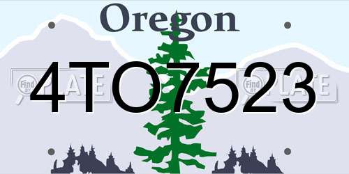 4TO7523 Oregon License Plate