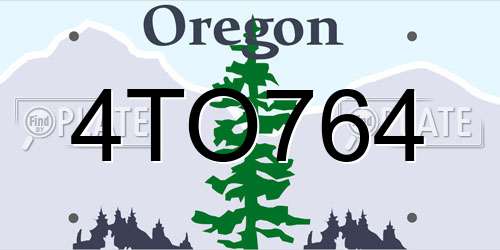 4TO764 Oregon License Plate