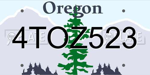 4TOZ523 Oregon License Plate