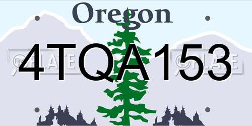 4TQA153 Oregon License Plate