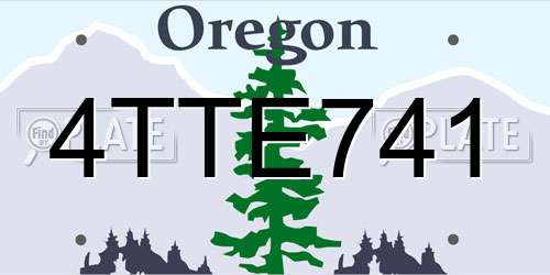 4TTE741 Oregon License Plate