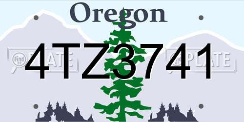 4TZ3741 Oregon License Plate