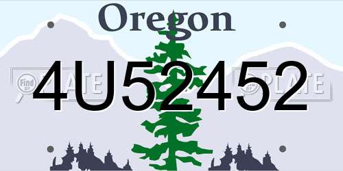 4U52452 Oregon License Plate