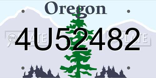 4U52482 Oregon License Plate