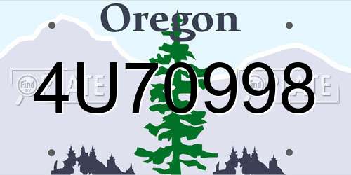 4U70998 Oregon License Plate
