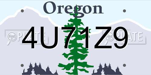 4U71Z9 Oregon License Plate
