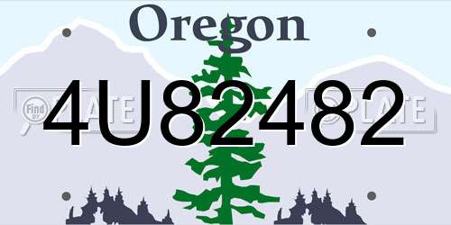 4U82482 Oregon License Plate