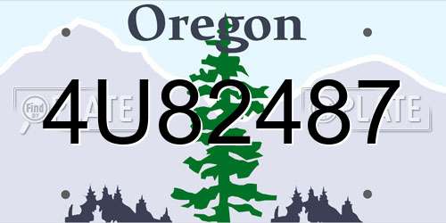 4U82487 Oregon License Plate