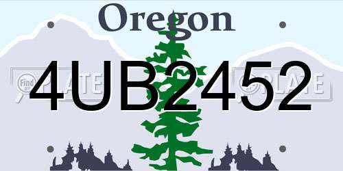 4UB2452 Oregon License Plate