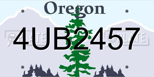 4UB2457 Oregon License Plate