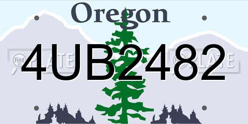 4UB2482 Oregon License Plate