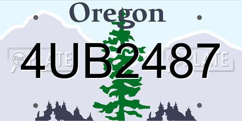 4UB2487 Oregon License Plate