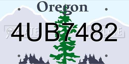 4UB7482 Oregon License Plate